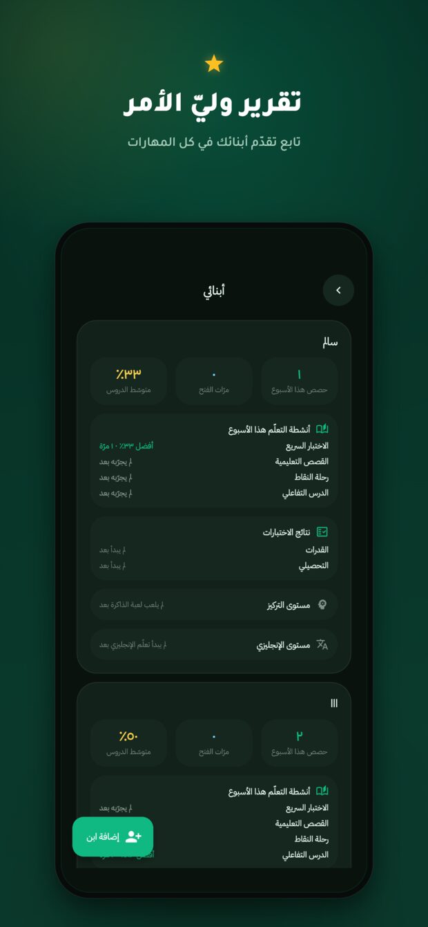 شاشة تقرير وليّ الأمر