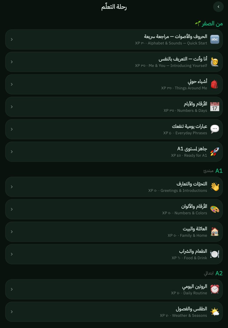 شاشة رحلة التعلّم